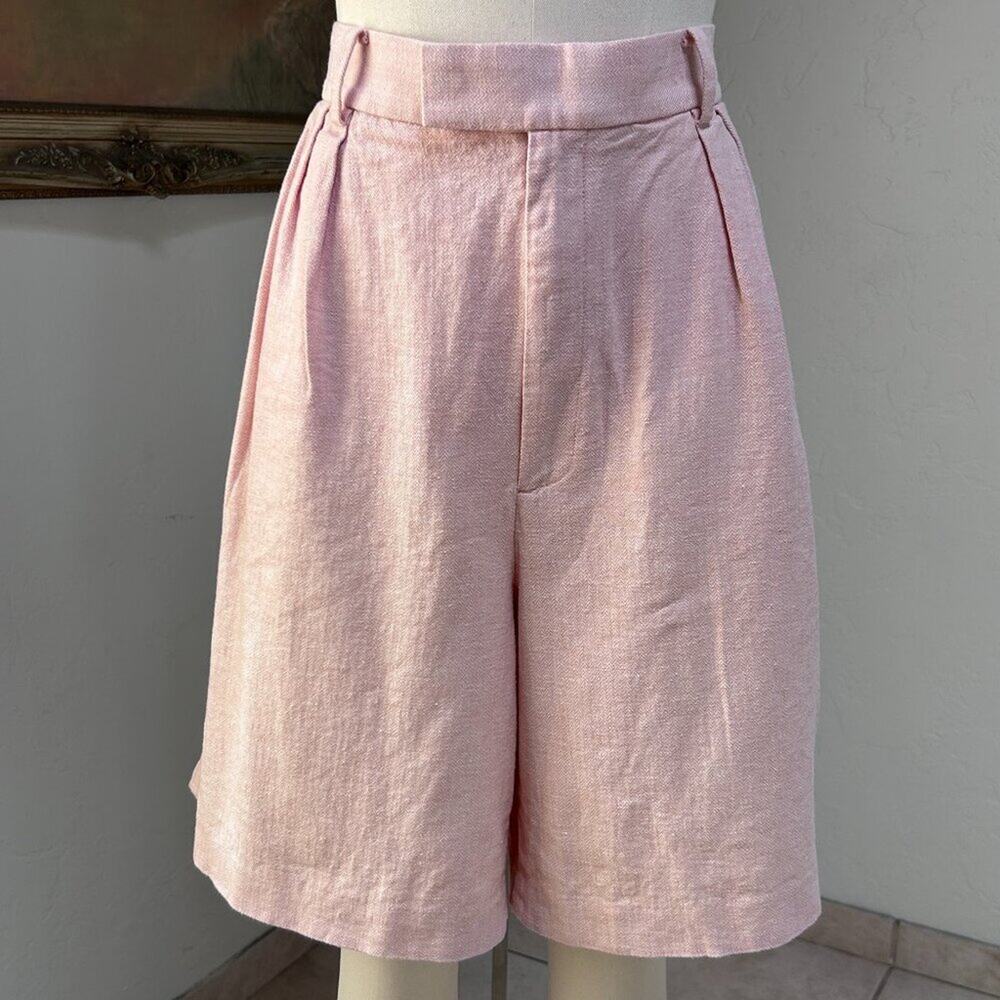 Banana Republic Pink Tailored Bermuda Shorts High Waist Pleated Trouser women 18 - Picture 3 of 12